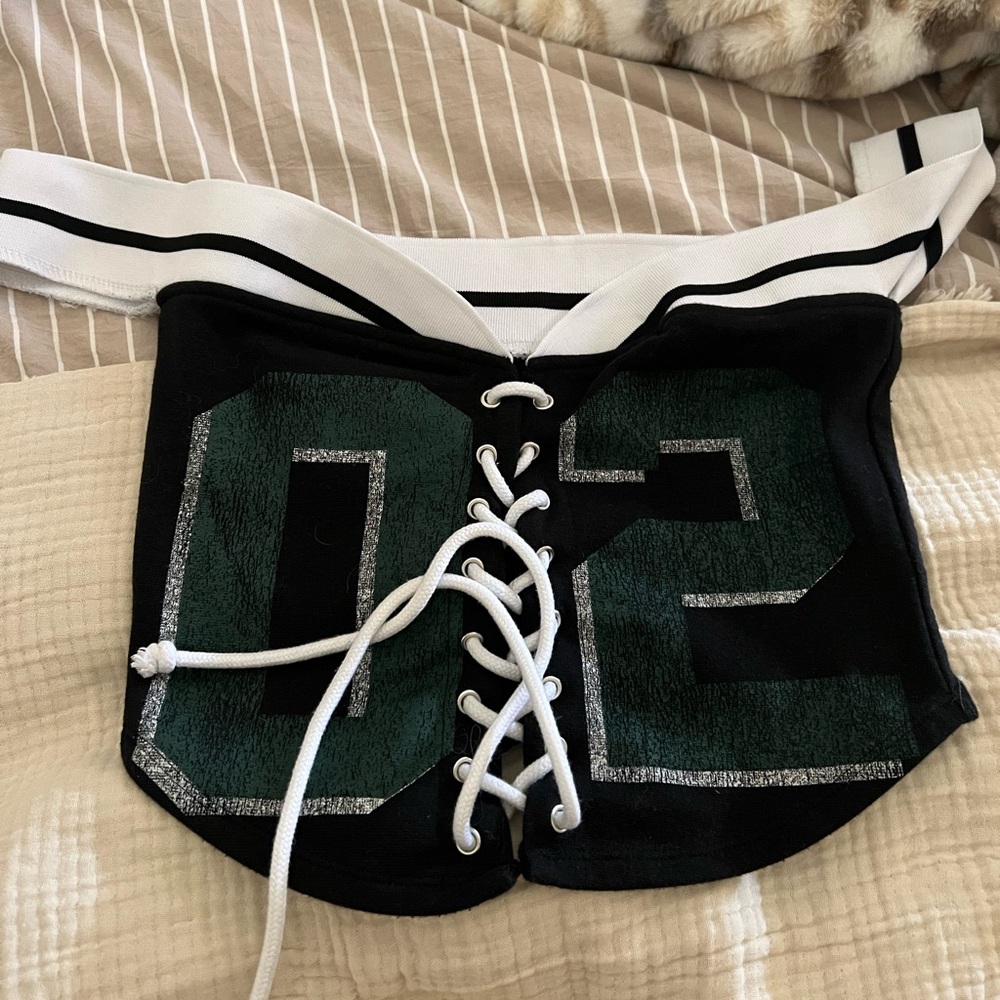 Black and Green Lace-Up Tube Top